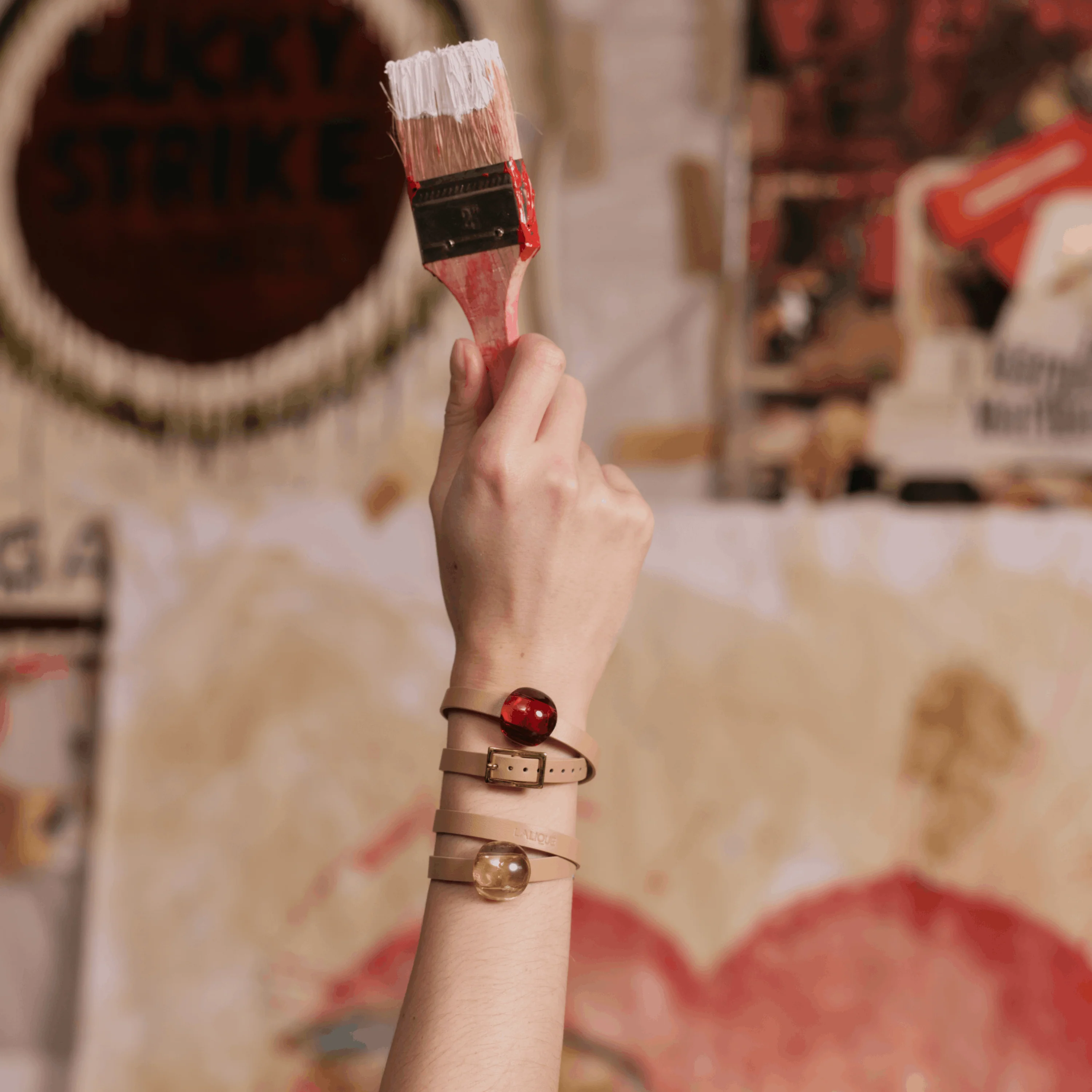 Cabochon leather bracelet - Image 3