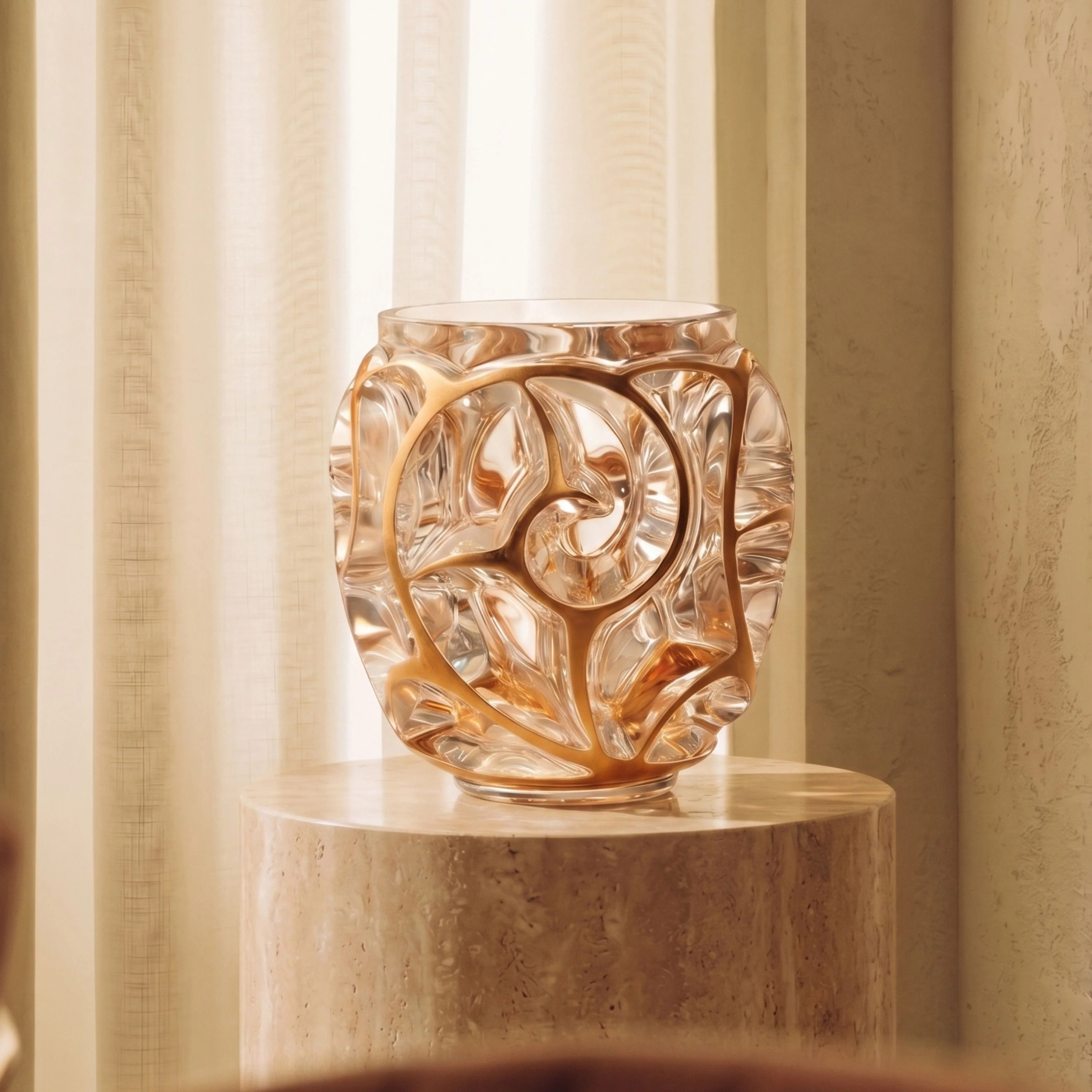 Tourbillons vase, XXL with pink gold leaves - Image 2